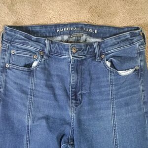 American Eagle Jeans Womens 14 Blue Festival Flare Rockabilly Cowgirl 32x32